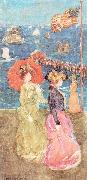 Maurice Prendergast Figures Under the Flag painting